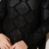 Square Pattern Openwork Knit Sweater Black – Bild 4