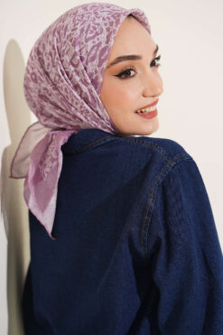 Alternative view of Intricate Patterned French Terry Two-Piece Set with Hem Edge Lilac