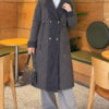 Wool-Blend Quilted Cashmere-Trim Coat Anthracite