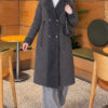 Wool-Blend Quilted Cashmere-Trim Coat Anthracite - Afbeelding 2