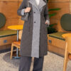 Wool-Blend Quilted Cashmere-Trim Coat Grey