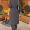 Wool-Blend Quilted Cashmere-Trim Coat Grey - immagine 4