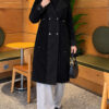 Wool-Blend Quilted Cashmere-Trim Coat Black