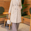 Wool-Blend Quilted Cashmere-Trim Coat Stone