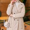 Wool-Blend Quilted Cashmere-Trim Coat Stone – Bild 2