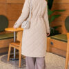 Wool-Blend Quilted Cashmere-Trim Coat Stone – Bild 4
