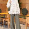 Ruffled Mesh-Trimmed Floral Knit Cardigan Ecru – Bild 2