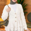 Ruffled Mesh-Trimmed Floral Knit Cardigan Ecru – Bild 3