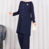 Butterfly Brooch Buttoned Knit Set Navy Blue - immagine 4