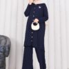 Butterfly Brooch Buttoned Knit Set Navy Blue - immagine 5