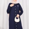 Butterfly Brooch Buttoned Knit Set Navy Blue - immagine 6