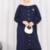 Butterfly Brooch Buttoned Knit Set Navy Blue - immagine 2