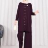 Butterfly Brooch Buttoned Knit Set Plum - immagine 4