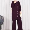 Butterfly Brooch Buttoned Knit Set Plum - immagine 6