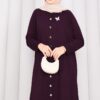 Butterfly Brooch Buttoned Knit Set Plum - immagine 2