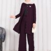 Butterfly Brooch Buttoned Knit Set Plum - immagine 9