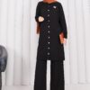 Butterfly Brooch Buttoned Knit Set Black – Image 3