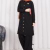 Butterfly Brooch Buttoned Knit Set Black – Image 4