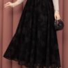 Printed Tulle Skirt with Belt Detail Black – Bild 2
