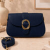 Women's Handbag with Belt Buckle Detail Navy Blue