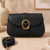 Women's Handbag with Belt Buckle Detail Black