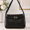 Belt Buckle Detail Short Sleeve Tote Bag Black