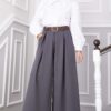 ⁦Waist-Embellished Pocketed Skirt Pants Grey⁩ - الصورة ⁦2⁩