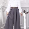 ⁦Waist-Embellished Pocketed Skirt Pants Grey⁩ - الصورة ⁦3⁩
