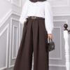 Waist-Embellished Pocketed Skirt Pants Brown – Bild 2