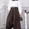 Waist-Embellished Pocketed Skirt Pants Brown – Bild 3