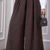 Waist-Embellished Pocketed Skirt Pants Brown