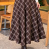 Belted Checkered Skirt Chestnut