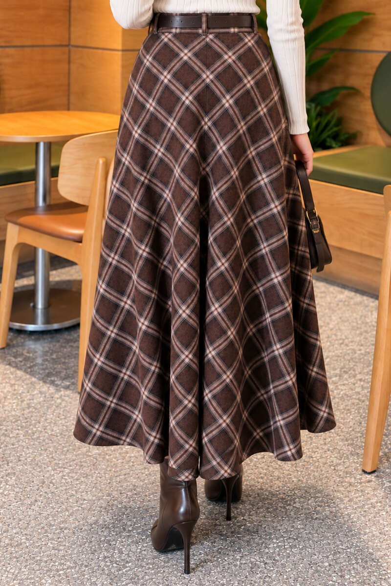 Belted Checkered Skirt Chestnut – Bild 4