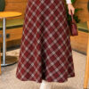 ⁦Belted Checkered Skirt Plum⁩ - الصورة ⁦3⁩