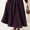 Checkedered Pleated Skirt with Waist Belt Burgundy - immagine 3