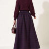 Checkedered Pleated Skirt with Waist Belt Burgundy - immagine 4