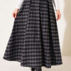 Checkedered Pleated Skirt with Waist Belt Smoke