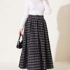 ⁦Checkedered Pleated Skirt with Waist Belt Smoke⁩ - الصورة ⁦2⁩