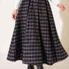 ⁦Checkedered Pleated Skirt with Waist Belt Smoke⁩ - الصورة ⁦3⁩