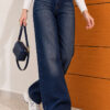 Wide-Leg Denim Pants with Belt Denim