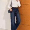 ⁦Wide-Leg Denim Pants with Belt Denim⁩ - الصورة ⁦2⁩