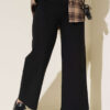 Belted Wide Leg Denim Pants Black