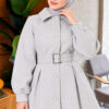 Belted Short Cashmere-Feel Coat Grey