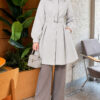 Belted Short Cashmere-Feel Coat Grey – Image 2