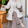 Belted Short Cashmere-Feel Coat Grey – Image 3