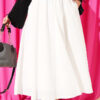 Belted Flared Voile Skirt White