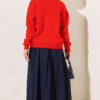 Belted Flared Voile Skirt Navy Blue - الصورة 3