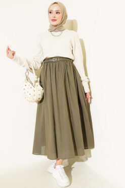 Alternative view of Belted Flared Voile Skirt Nefti