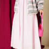 Belted Flared Voile Skirt Pink
