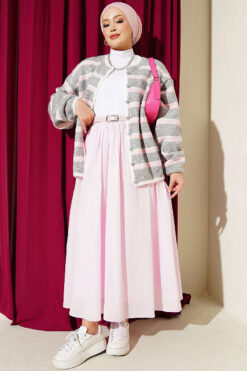Alternative view of Belted Flared Voile Skirt Pink